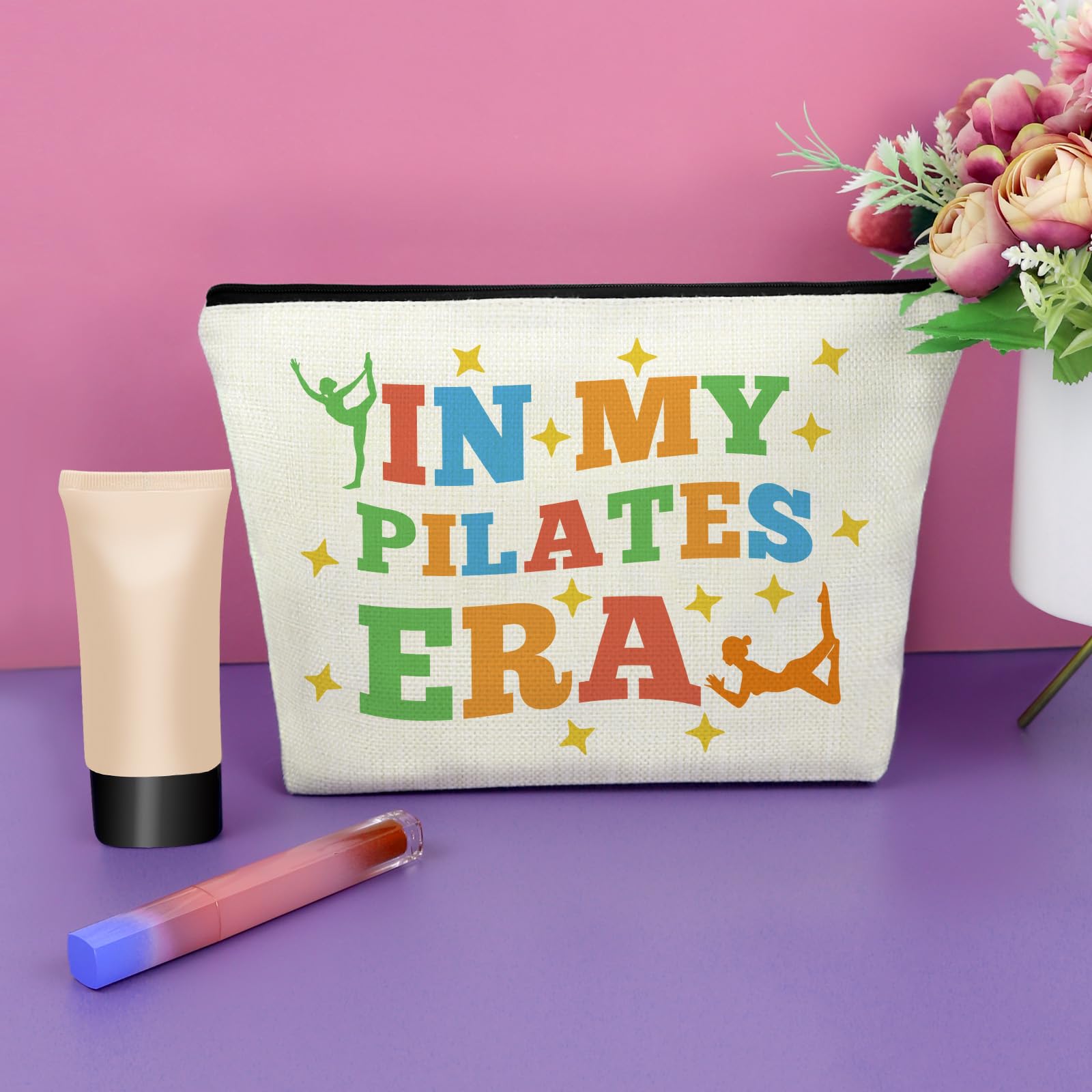 Sazuwu Pilates Gifts for Women Birthday Makeup Bag Pilates Lovers Gift Ideas Pilates Teacher Gift Cosmetic Bag Pilates Coach Instructor Essentials Toiletry Travel Zipper Pouch