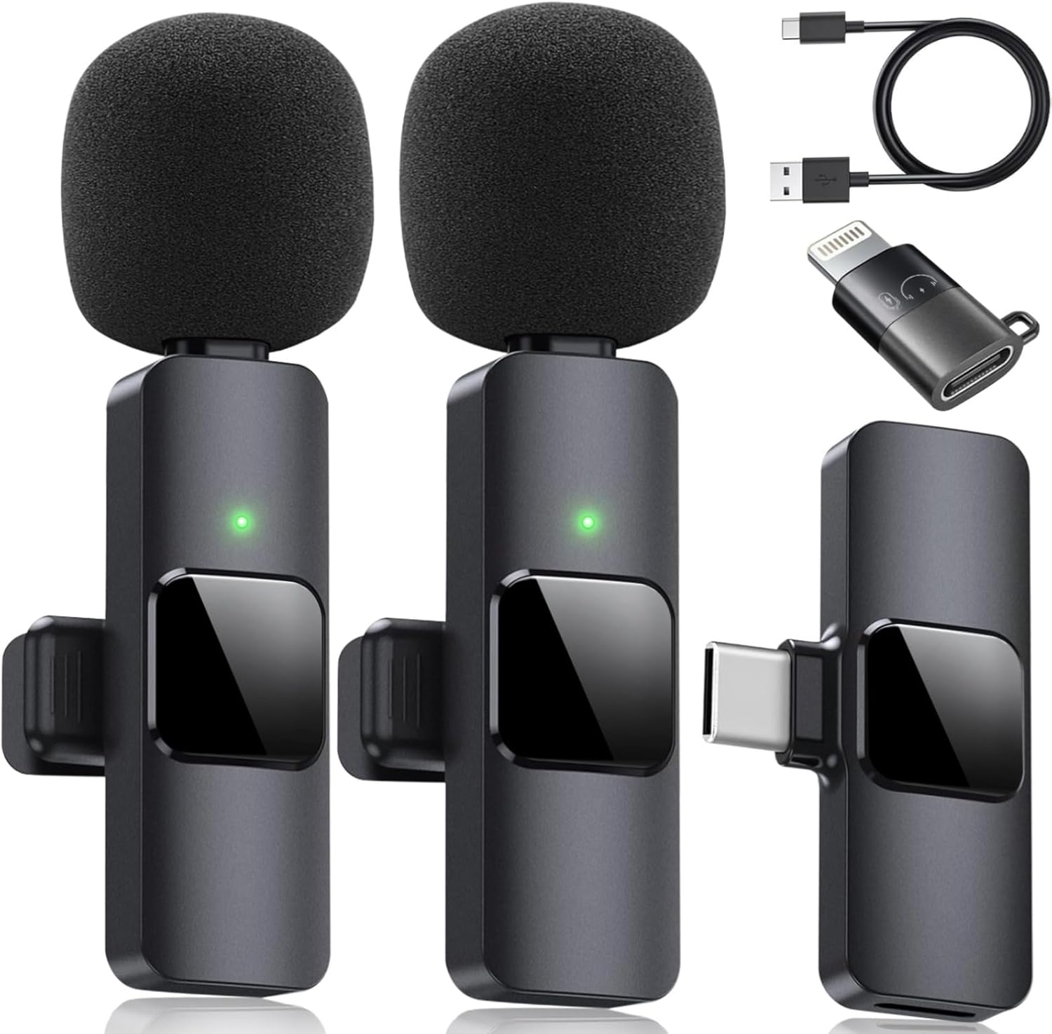 2 Pack Wireless Microphones for iPhone iPad,Camera, Android, 3 in 1 Mini Microphone, Portable Recording Mic for Interview Video Podcast Vlog YouTube 2 Pack Wireless Microphones for iPhone iPad,Camera, Android, 3 in 1 Mini Microphone, Portable Recording Mic for Interview Video Podcast Vlog YouTube