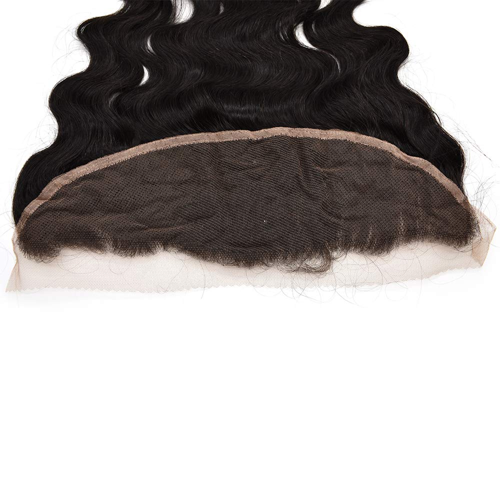 FACE MIRACLE Peruvian Straight 13x4" Virgin Human Hair Ear To Ear Pre Natural Full Lace Frontal Closure Body Wave (BW, NATURAL-13“×4”-16“)