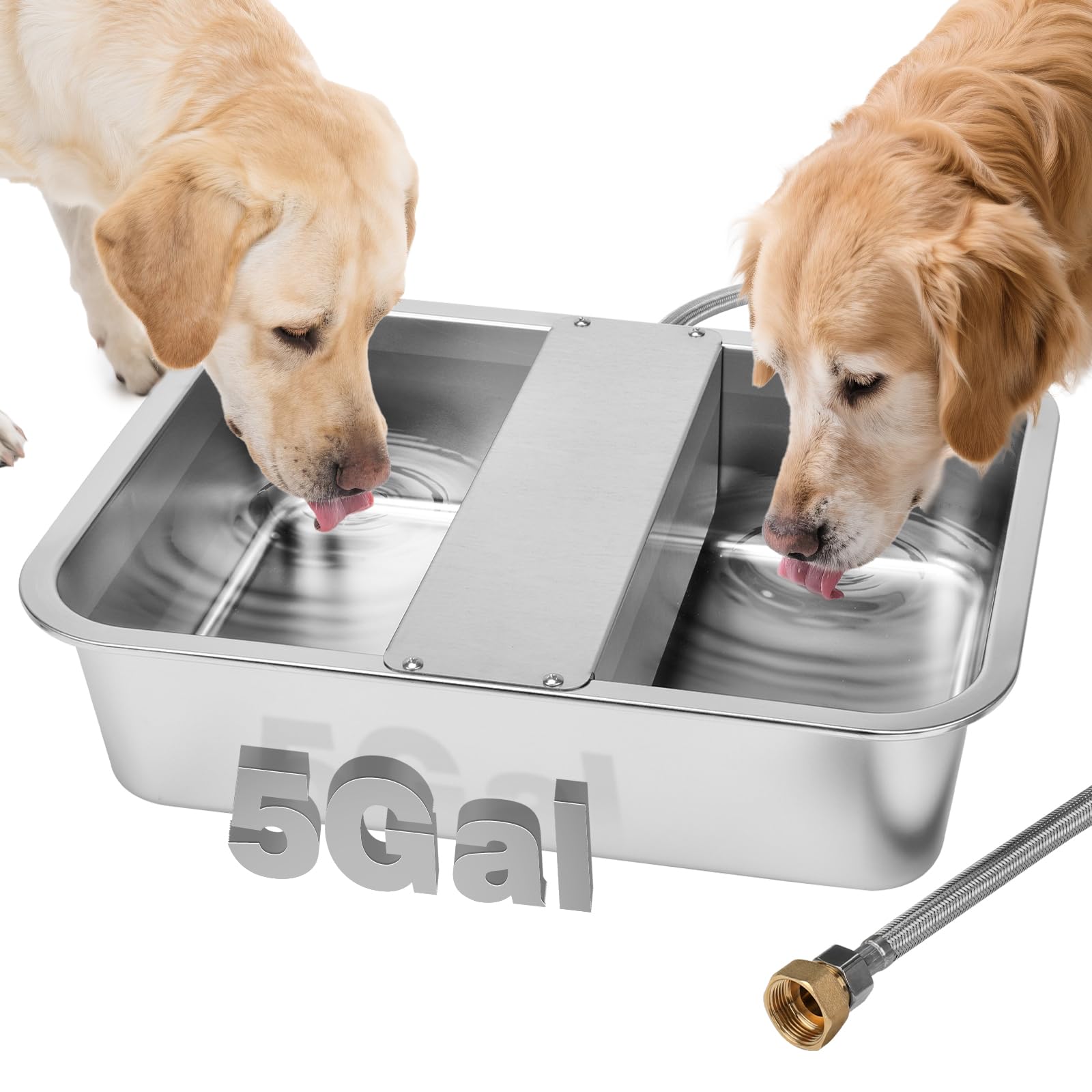 Dispensador automático de agua para perros de 5 galones, dispensador de cuenco de agua grande para perros al aire libre, cuenco de acero inoxidable para bebedero, llenado automático, para ganado