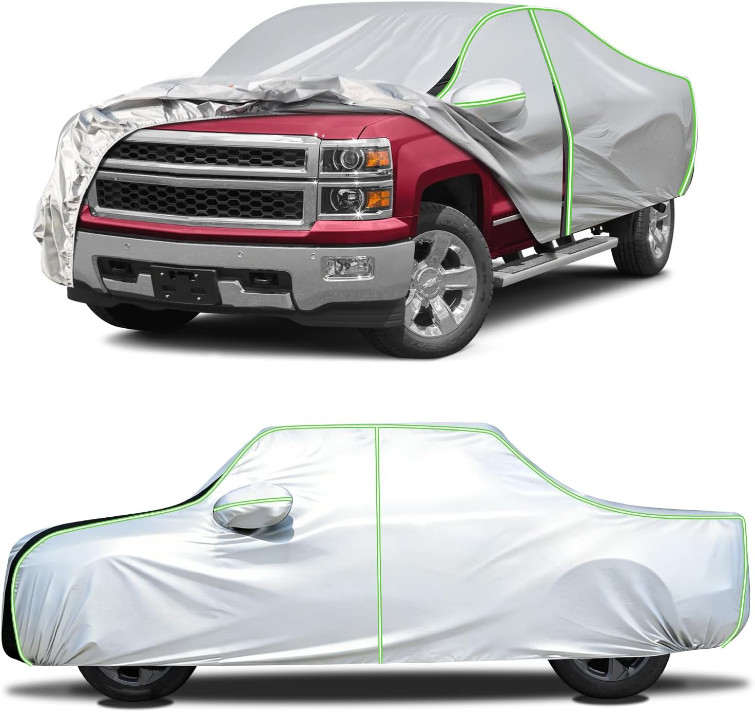 Cartist 420d Car Cover Fits for Chevrolet Silverado Crew Cab 6.6ft Short Bed 2000-2018 4 Door, SUV Car Cover for Silverado Accessories, Outdoor Waterproof Oxford