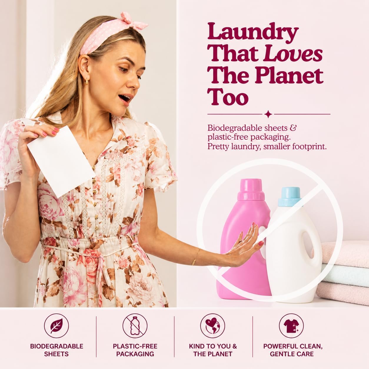 Glory Days Eco Laundry Detergent Sheets Miss Bloom Scent – Enzyme-Powered, Plastic-Free, Gentle on Skin – 40 Sheets 80 Loads HE Compatible image 5