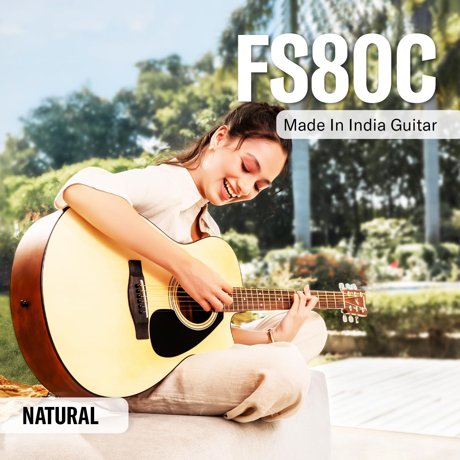 Yamaha FS80C Acoustic Guitar – 6-String, Stainless Steel, Natural Finish, Concert Body with Cutaway Design, Rich Tone, Comfortable Playability, Durable Build, Ideal for Practice & Performance — Amazon image 5