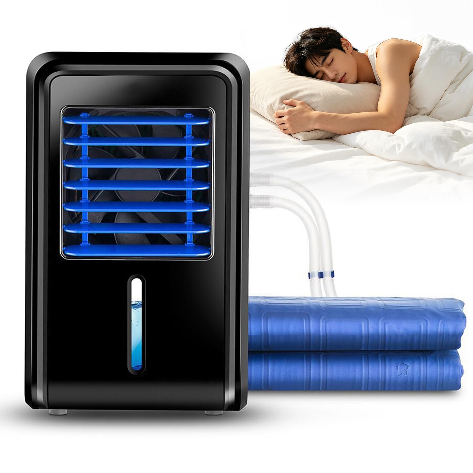 Colchón con Almohadilla de Enfriamiento por Circulación de Agua para Casa | Almohadilla de enfriamiento para tanque de 2,5L, 8-10℃ más baja, control remoto, temporizador de 1-12h(1.6m*1.4m)