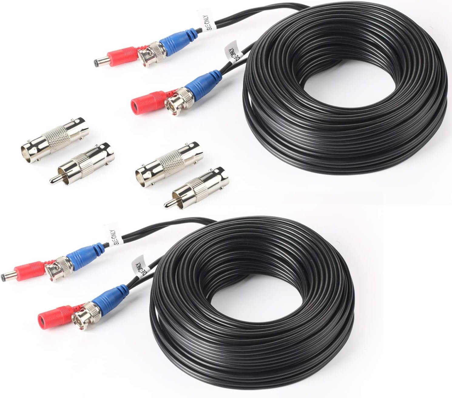 SHD 2Pack 33Feet BNC Vedio Power Cable Camera Video BNC Cable Wire Cord for Surveillance CCTV Security System with Connectors(BNC Female and BNC to RCA)
