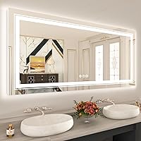 Vista 149 de WTTY LED Bathroom Mirror 32"x32" with Backlit and Front Light,Stepless Dimmable LED Mirror for Bathroom,Anti-Fog Lighted Bathroom Vanity Mirror