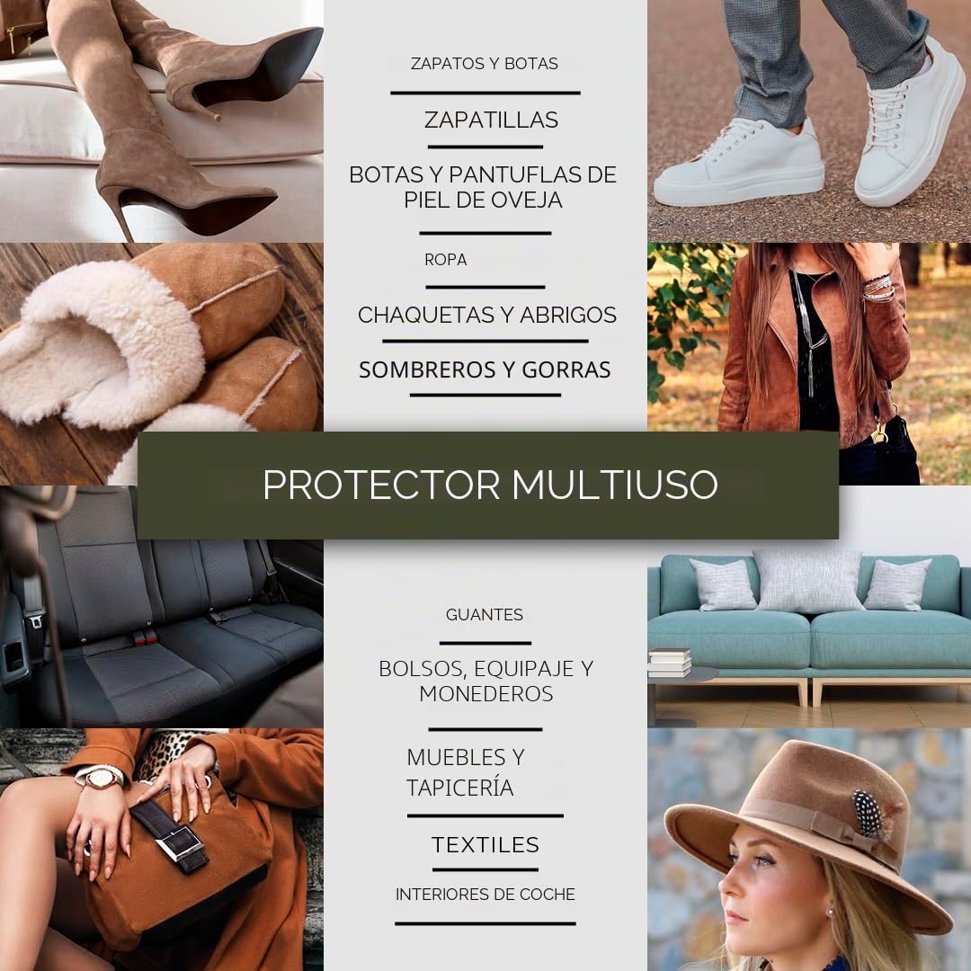 Renapur Gamuza, nobuck, tela impermeabilizante/protección contra manchas, ecológica, no tóxica, para zapatos, botas, zapatillas y ropa (botella de spray de 250 ml) - La presentación puede variar