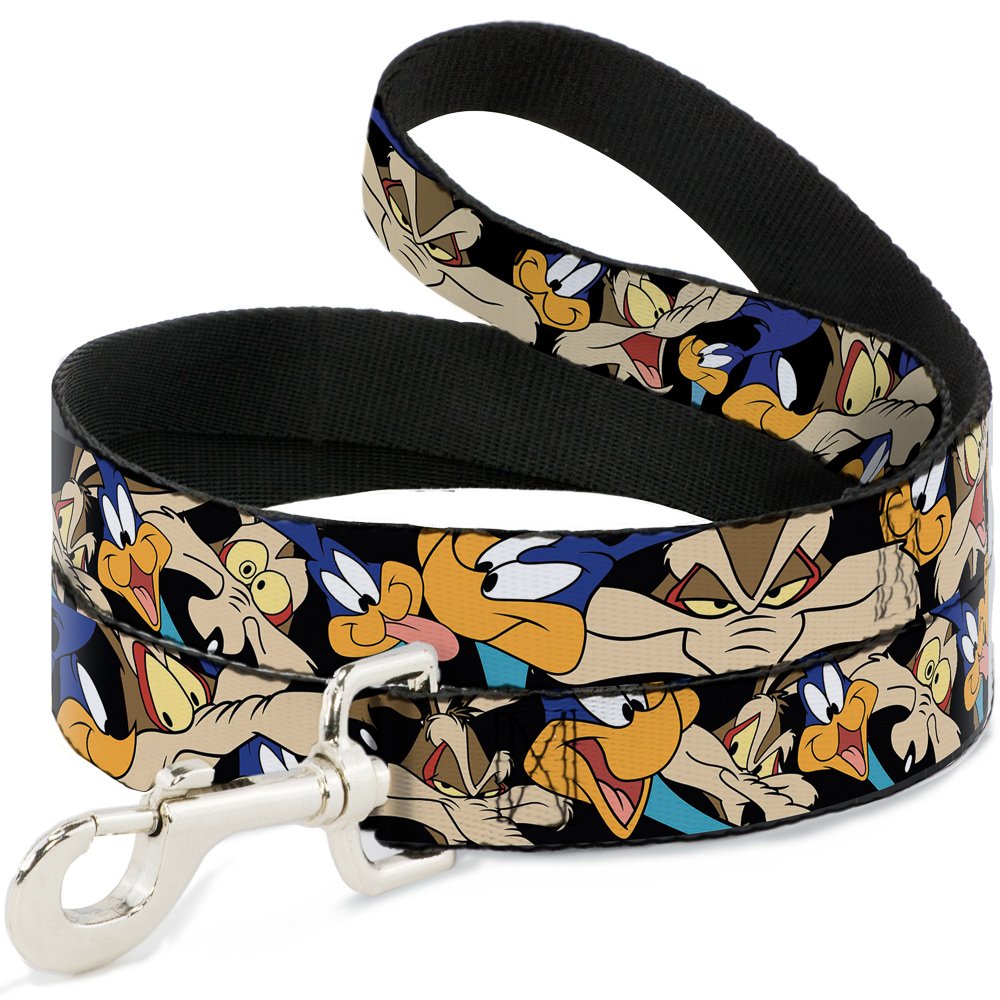 Laisse nylon Road Runner Expressions Stacked noire et robuste 1,5cm