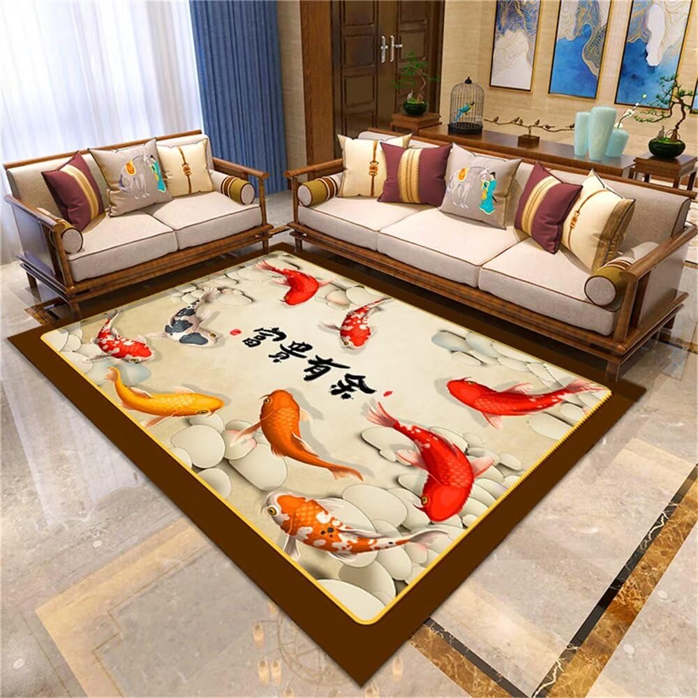 Tapis enfant chambre fille rouge 70X140CM et décoration florale salon