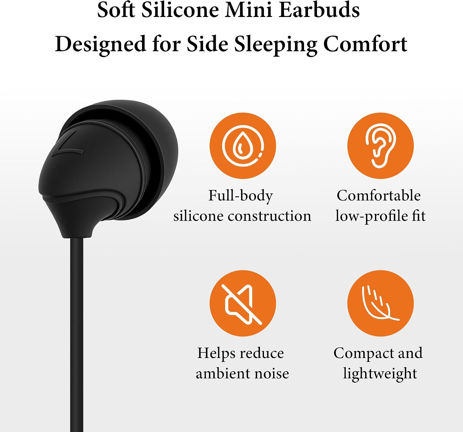 GEEKRIA Sleeping Headphones for Side Sleepers, 3.5mm Wired Soft Silicone in-Ear Earbuds with Mic & Volume Control, Sleep, Travel & Meditation (3.9FT) image 2