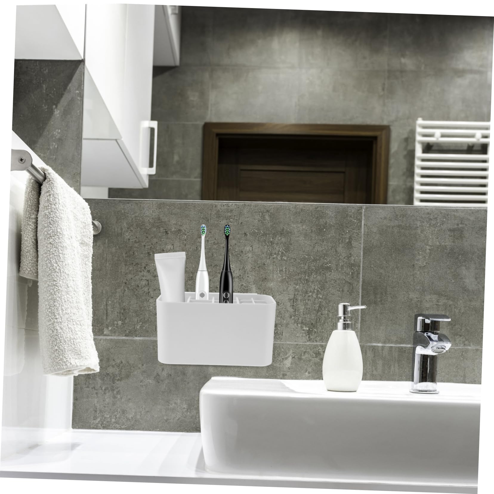 ABOOFAN 5 Piezas Soporte de Cepillo de Dientes Pared Organizador de Cepillos Eléctricos con Drenaje Almacenamiento para Baño