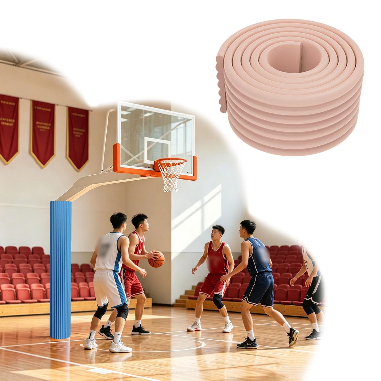Almohadilla Poste de Baloncesto Acolchado Largo para Postes de Baloncesto, Protector de Columna para Disimular Imperfecciones, Funda para Postes de Baloncesto Redondos/Cuadrados(Light Pink,10pcs)