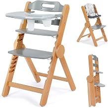 Ezebaby Wooden High Chair Grow Up with Kids Gray