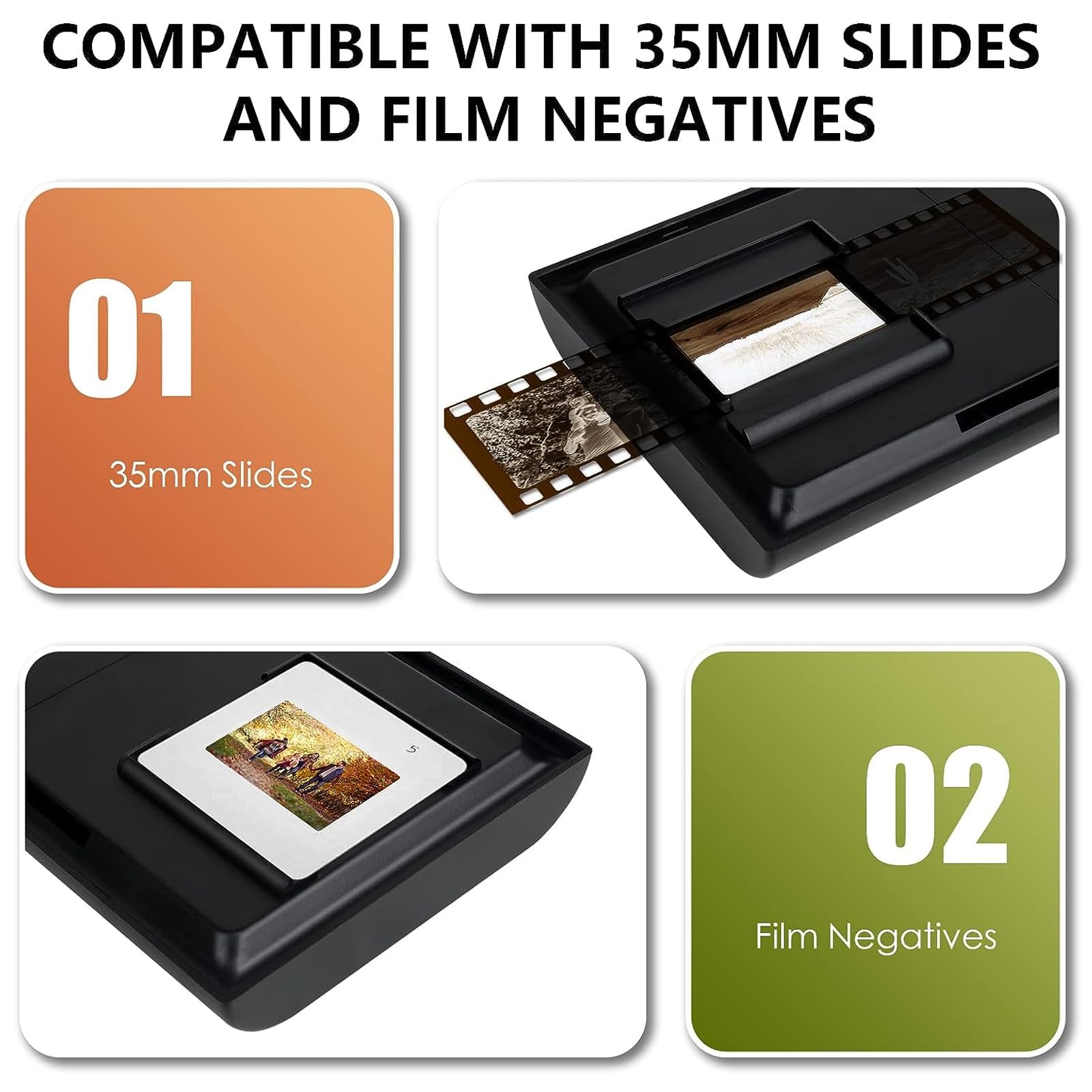 NGARY Scanner Mobile per Pellicole, Scanner per Diapositive E Negativi da 35 Mm / 135 Mm, Supporta L'anteprima Dell'immagine, Le Funzioni di Riproduzione E Modifica, Adatto per Smartphone