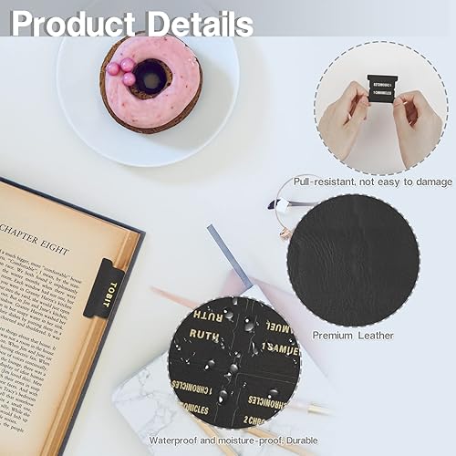 Miniatura 5 de Pestañas de cuero para la Biblia para mujeres y hombres, pestañas de índice de la Biblia católica con impresión grande para la Biblia de estudio,