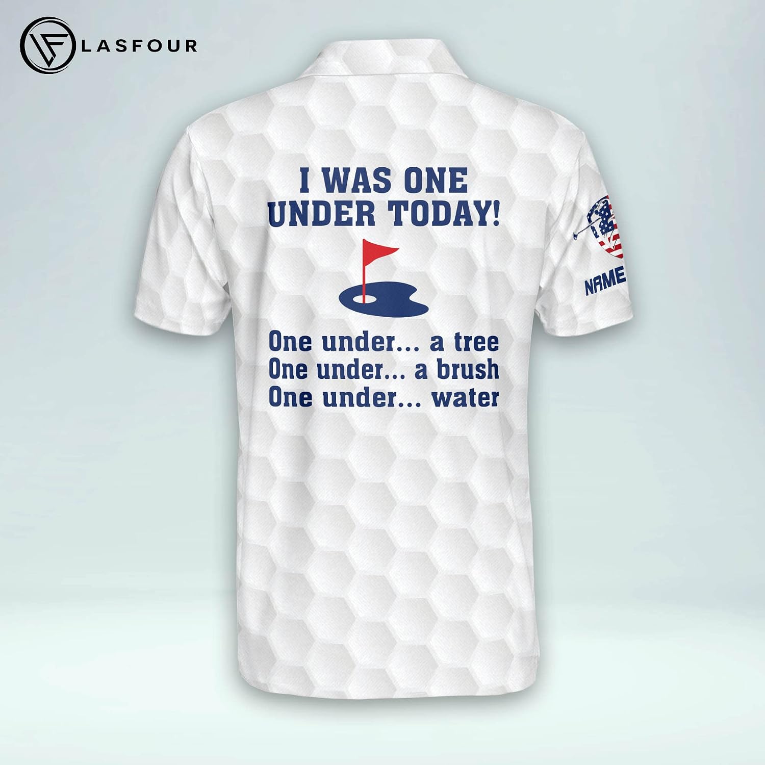 LASFOUR Personalized Funny Golf Polo Shirt for Men Proud Golf American Flag Polo Shirt, 3D Patriotic Men's Golf Polo, I was One Under Today Golf Shirt (A1)