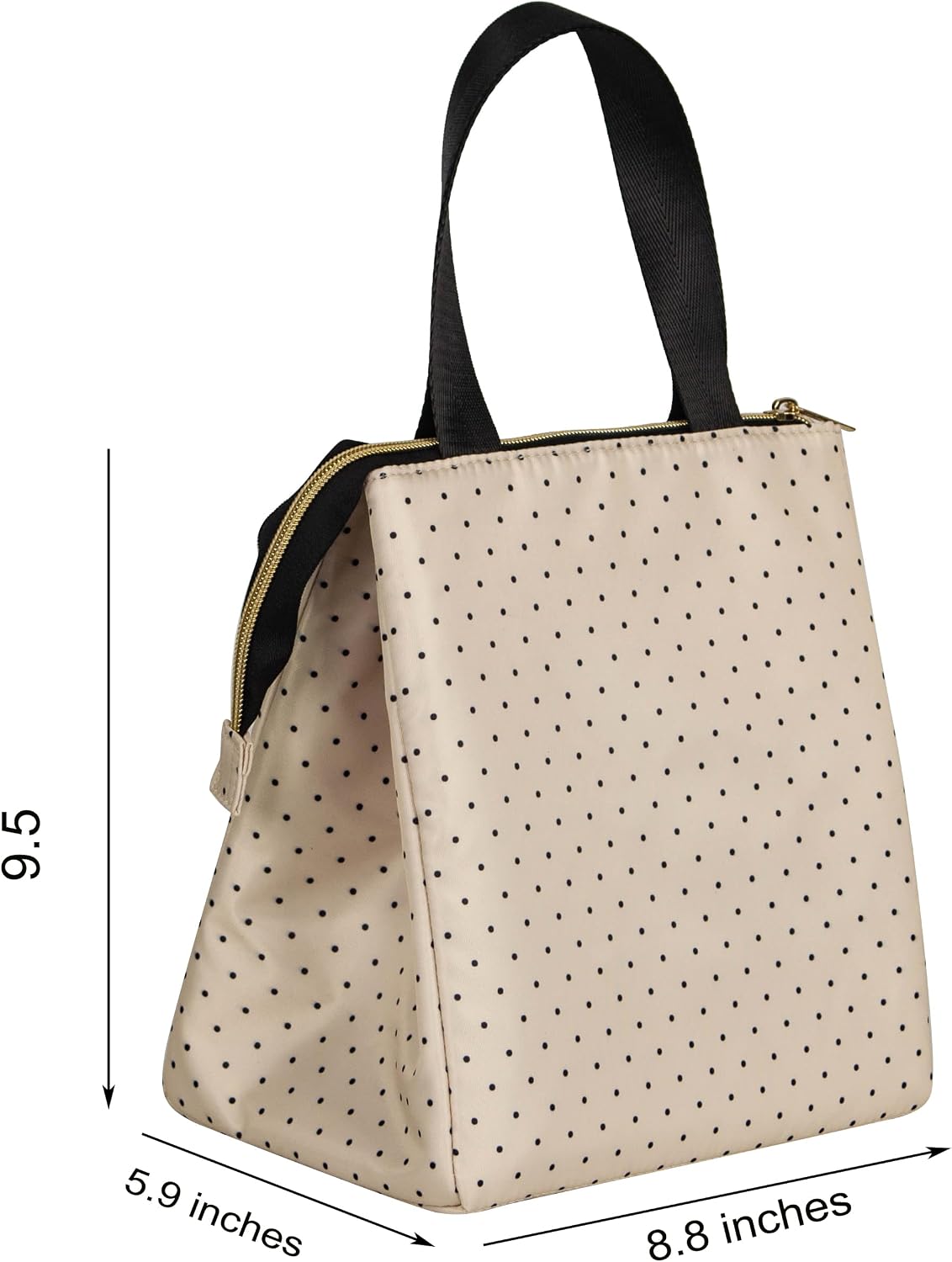 Remobia Hicol Insulated Lunch Bag for Women,Thermal Leakproof Lunch Tote with Pocket, Reusable Cooler Lunch Box for Work Office Travel (Minimalist Polka Dot)