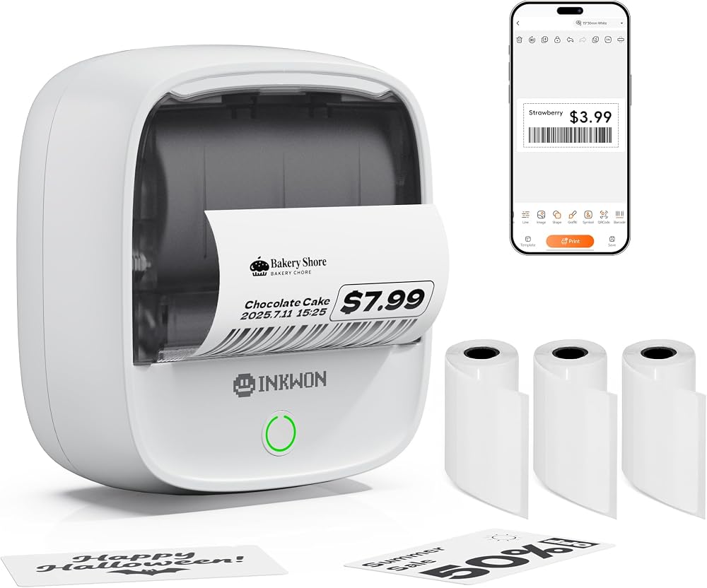 B21 Label Maker Machine with 3 Tapes, 2-Inch Wide Waterproof Tape, Bluetooth Portable Label Maker for Small Business, Office, Home, School Organization