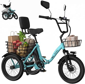 Vivi FatGo1 Electric Tricycle for Adults 2 Basket, Differential, Step-Thru