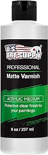 U.S. Art Supply 8 oz Matte Acrylic Varnish for Acrylic Painting, Permanent Clear Protection, Reduces UV & Photography Glare