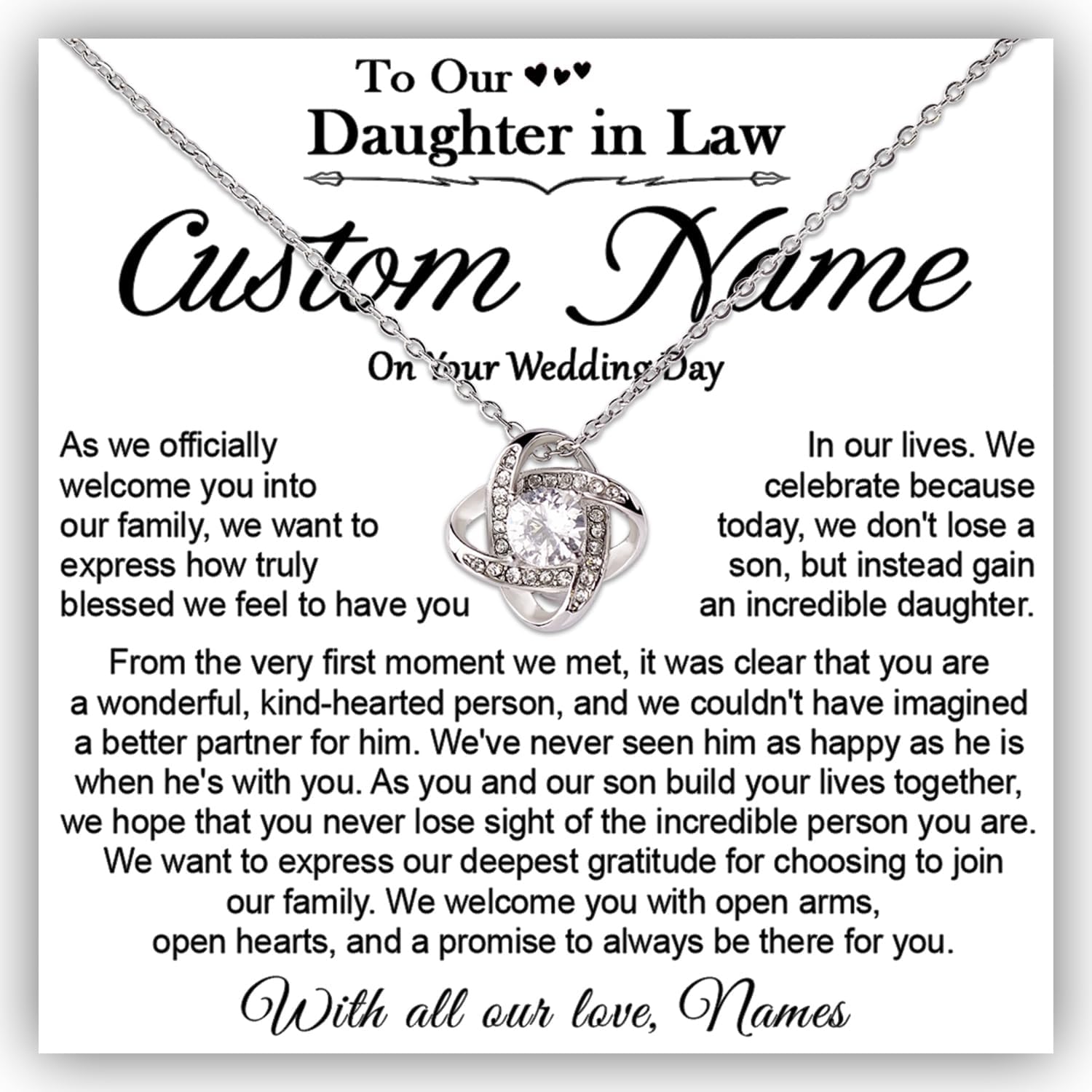 Personalized To My Daughter In Law Necklace, Daughter In Law Necklace From Mother In Law, Daughter In Law Birthday Necklace Gifts, Daughter In Law Wedding Gift, Christmas Necklace For Daughter In Law