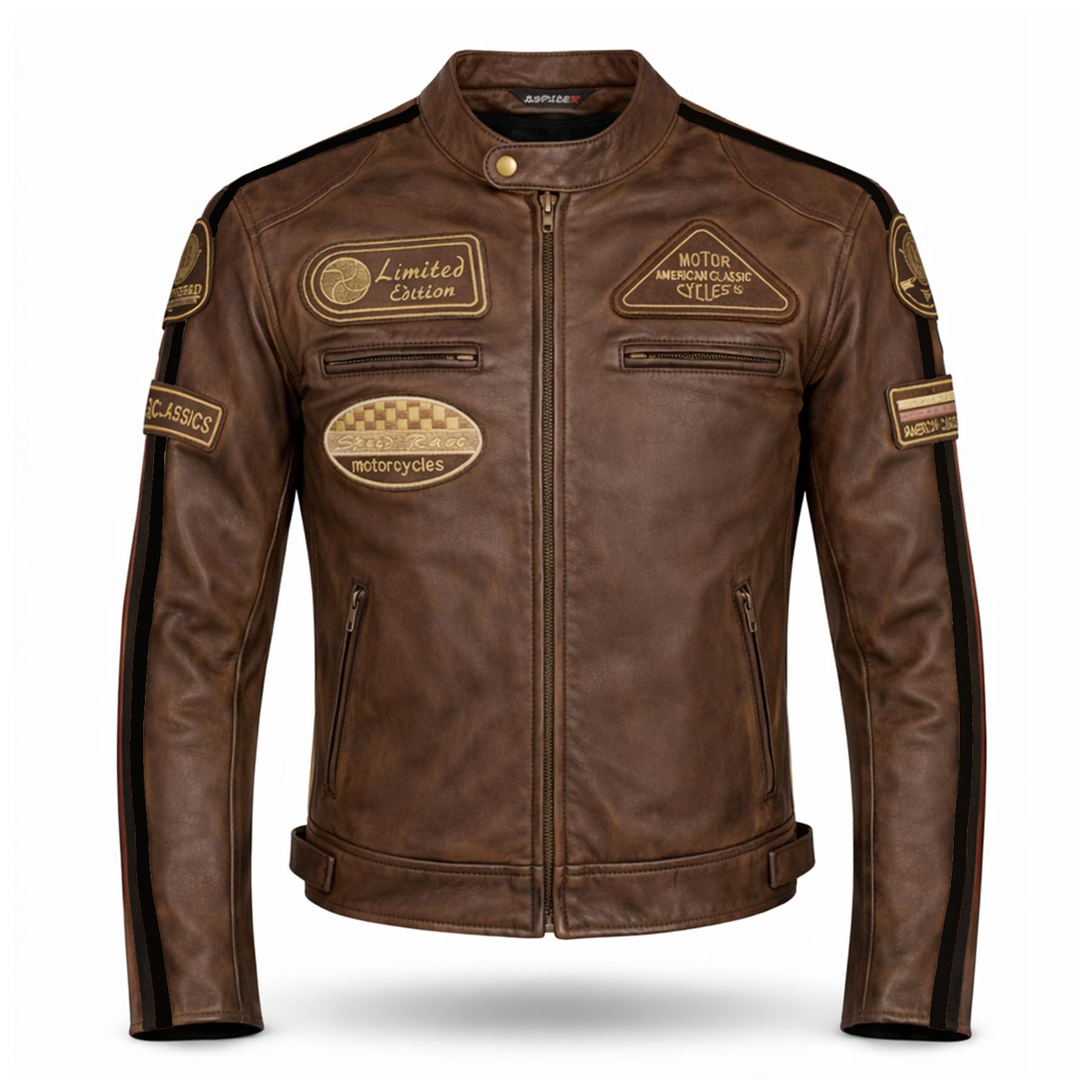 Giubbotto Moto in pelle da Uomo ASPIDEX Vintage Custom & Café Race Stile Harley