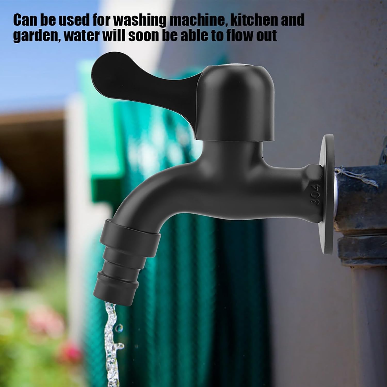 Water Filter Faucet for Kitchen Sink, 304 Stainless Steel Single Handle Faucet with 1/2" Male Thread – Black Water Filtration Faucet for Washing Machine, Garden & Bathroom Basin