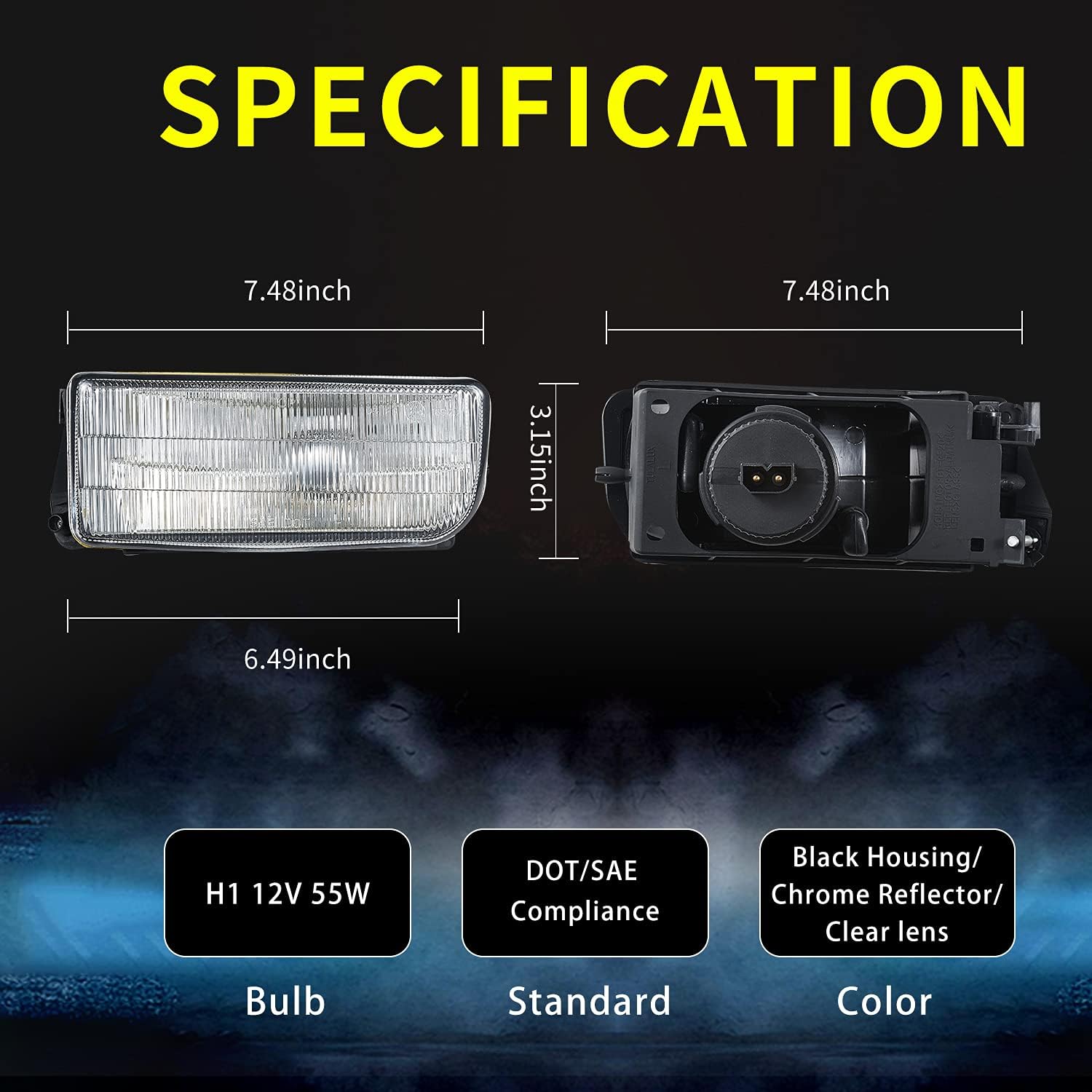 Fog Lights for M3/E36 BMW 3 Series[318i 318is 318ti 320i 323i 323is 325i 325is 328i 328is] 1992-1999 Clear Lens w/H1 Bulbs
