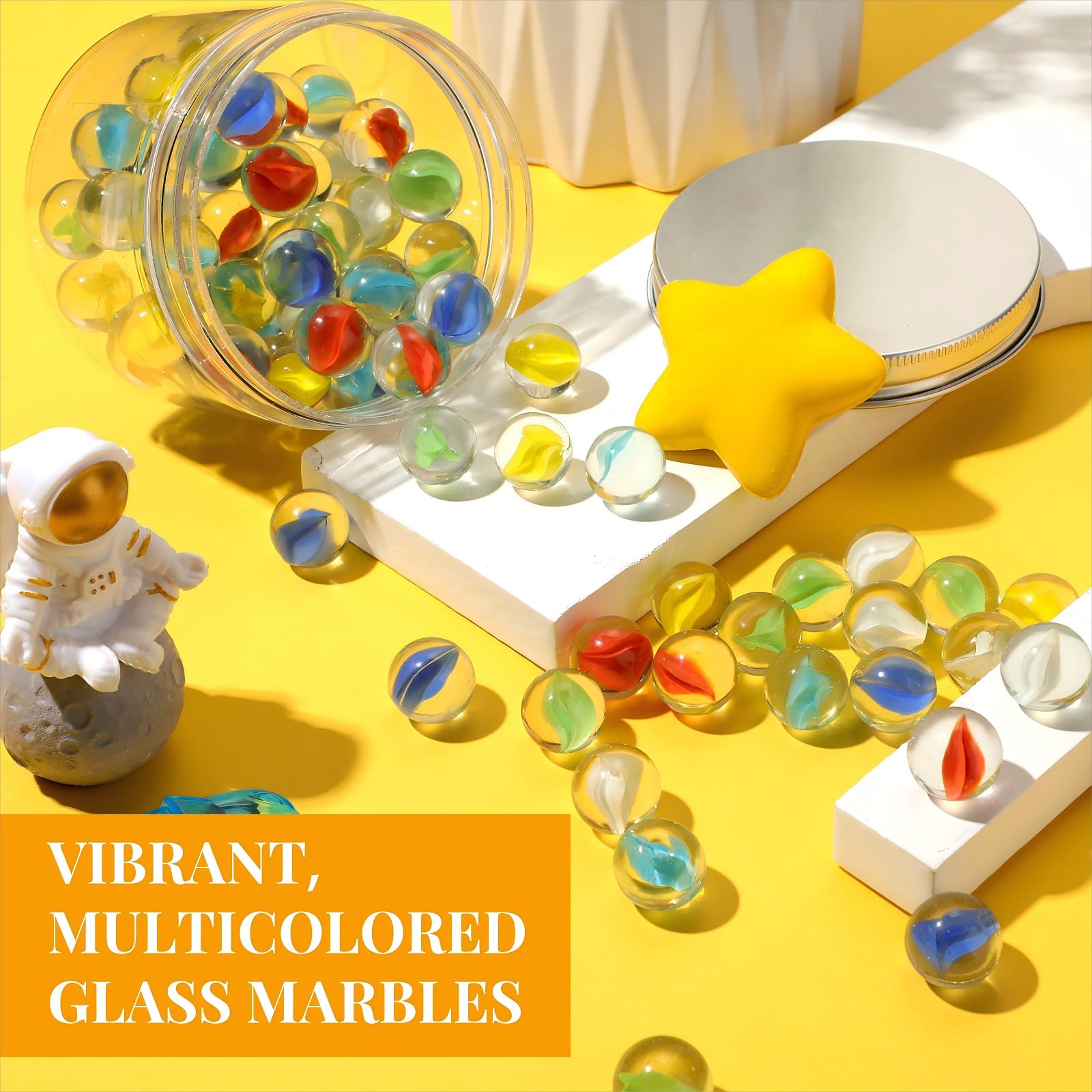 72 piezas de canicas de vidrio, damas chinas de 0.63 pulgadas, canicas coloridas a granel, divertidos juguetes retro con recipiente transparente para juegos, recuerdos de fiesta, manualidades, 5