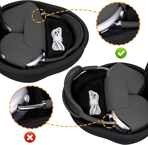 Miniatura 4 de BOVKE Funda de Transporte Rígida con Modo de Sueño para Auriculares Apple AirPods Max Inalámbricos de Diadema, Funda de Almacenamiento Portátil y