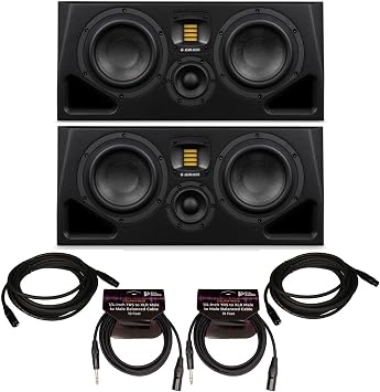 ADAM Audio A77H Powered Three-Way Midfield Studio Monitor 2-Pack Bundle with XLR Cable 2-Pack and XLR to 1/4-Inch TRS Cable 2-Pack 6 Items