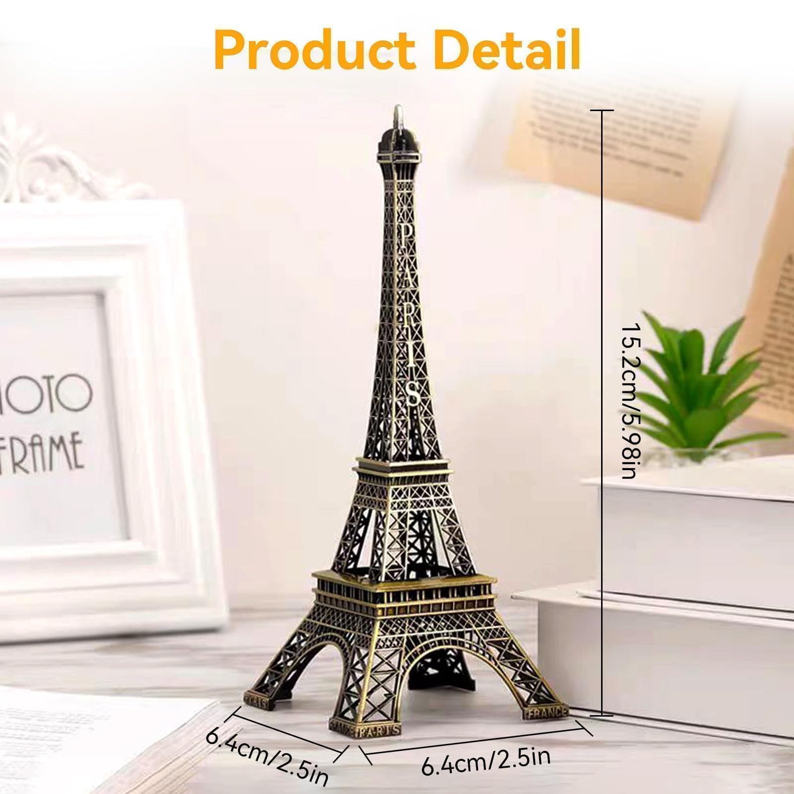 Cyrank Torre Eiffel - Statua in Metallo, Decorazione in Lega di Zinco, Statuetta da Collezione Replica Francese Per Tavolo (15CM)