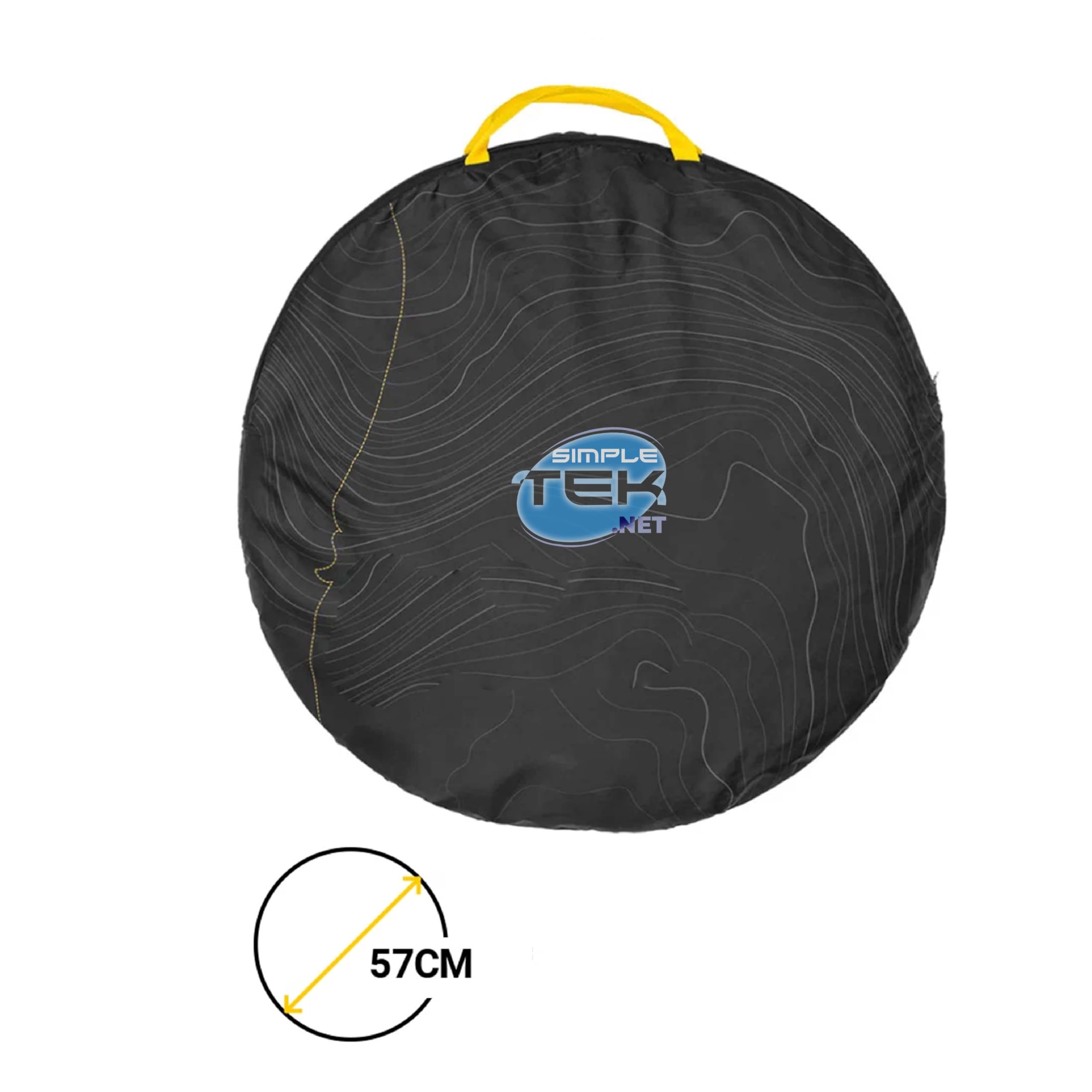 Simpletek – Tenda da Campeggio Pop Up a Igloo per 2 Persone | Facile da Montare con Pop-Up Veloce | Impermeabile, Parasole, 3 Punti di Ventilazione | Nero e Giallo
