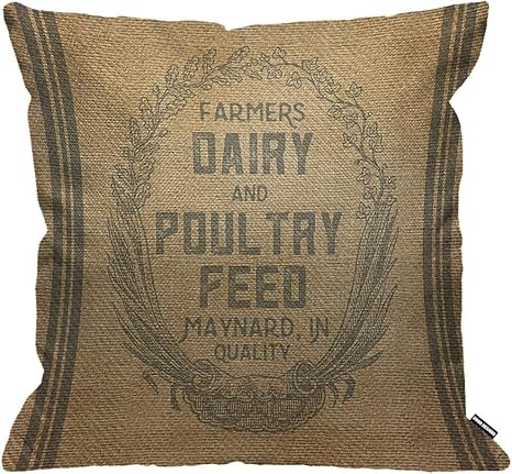 Hgod Designs Kissenbezug Vintage Sackleinen Feed Sack Kissenhulle Haus Dekorativ Fur Manner Frauen Jungen Madchen Wohnzimmer Schlafzimmer Sofa Stuhl Kissenbezuge 45x45cm Amazon De Kuche Haushalt Wohnen