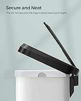 Vista 8 de SONGMICS - Basurero de cocina de acero inoxidable de 18 galones, con tapa que se mantiene abierta y pedal de pie, cierre suave, alto, grande y Negro