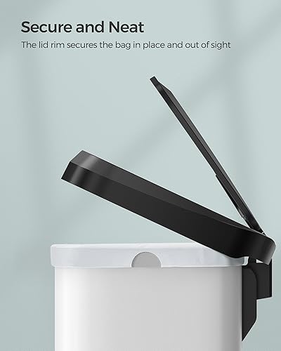 Miniatura 8 de SONGMICS - Basurero de cocina de acero inoxidable de 18 galones, con tapa que se mantiene abierta y pedal de pie, cierre suave, alto, grande y