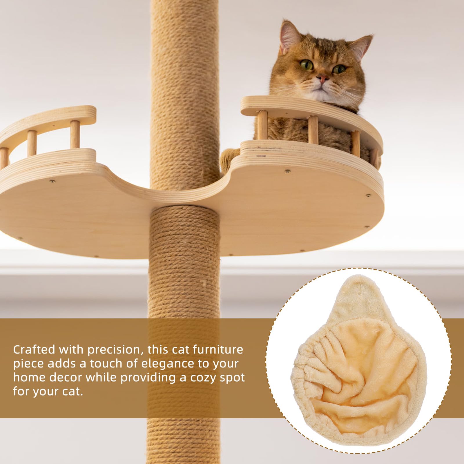 Hamac pour Chat en Peluche Doux Beige, Lit Suspendu à Fenêtre, Nid Douillet Intérieur pour Chat Adulte, Meuble de Repos et Aire de Jeux