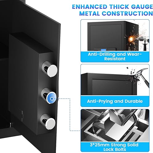 Miniatura 5 de Caja fuerte de 4.5 pies cúbicos, caja fuerte para el hogar con bolsa impermeable ignífuga, cajas fuertes de seguridad digital antirrobo con sistema
