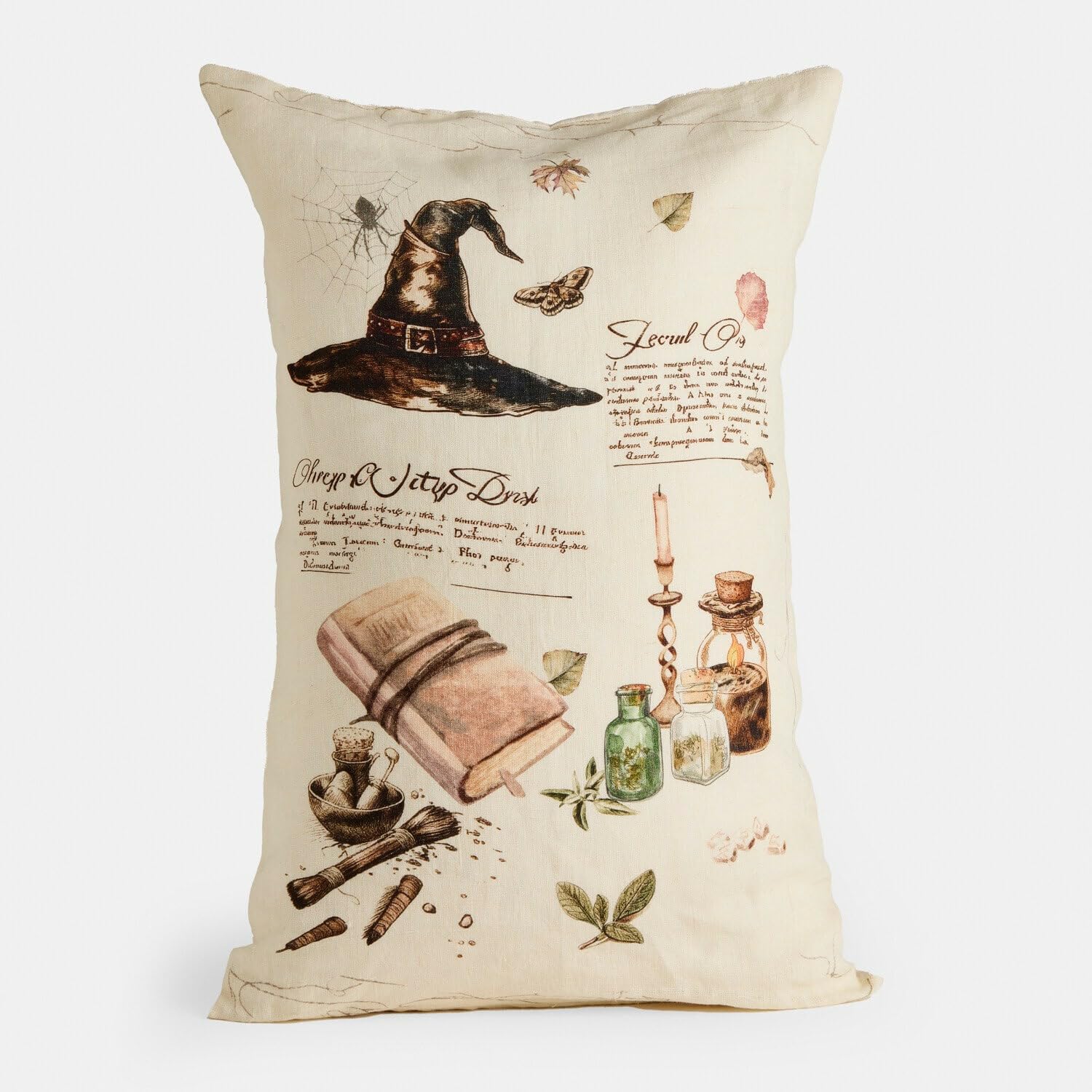 Housse de coussin pur lin Loberon Maerlinna à motif aquarelle crème douce
