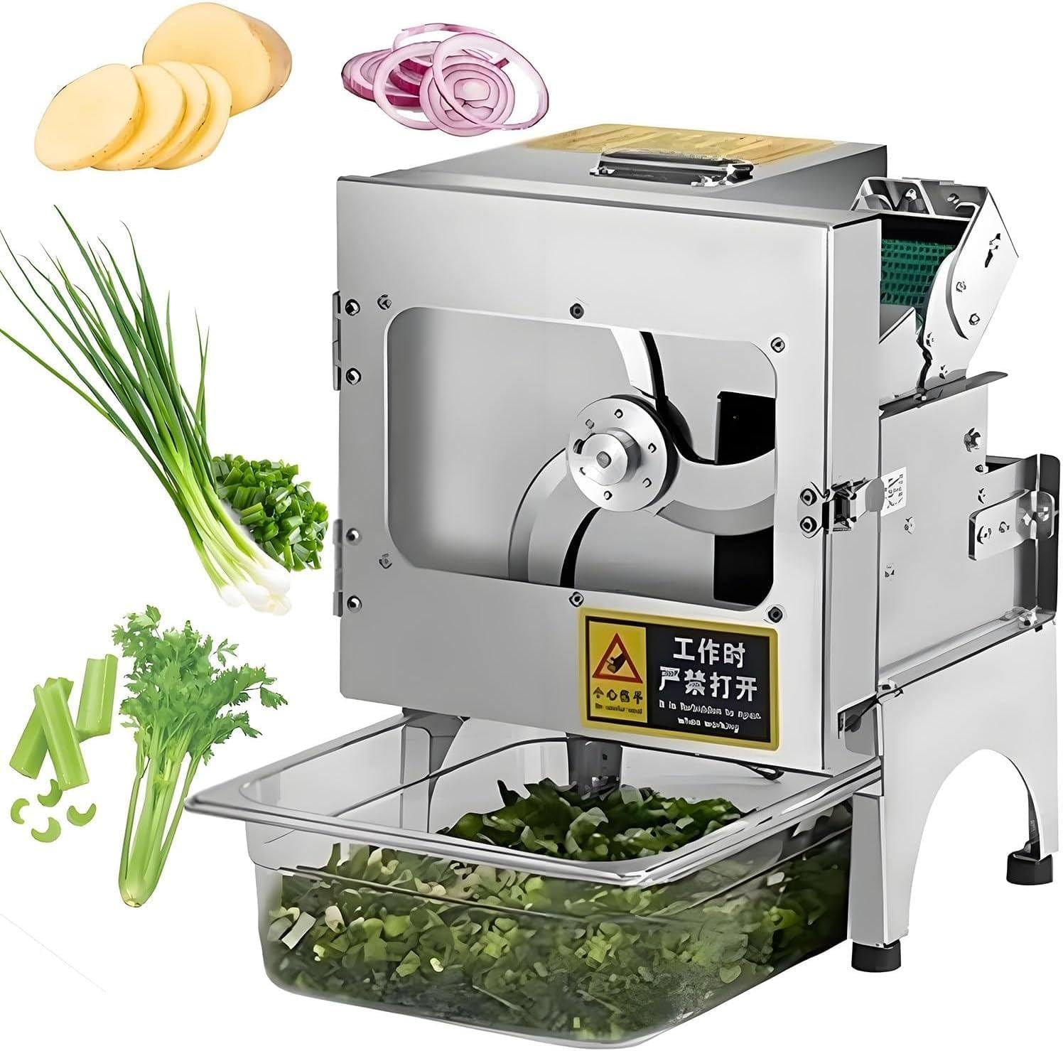 Compact Electric Vegetable Cutter, Space-Saving Design for Small Kitchens, Adjustable Thickness for Mincing Herbs and Vegetables,B