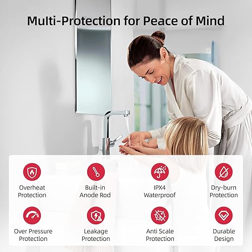 Miniatura 2 de Calentador de agua eléctrico con mini tanque, 4.0 galones, punto de uso, calentador de agua caliente instantáneo de 120 V 1440 W, debajo del