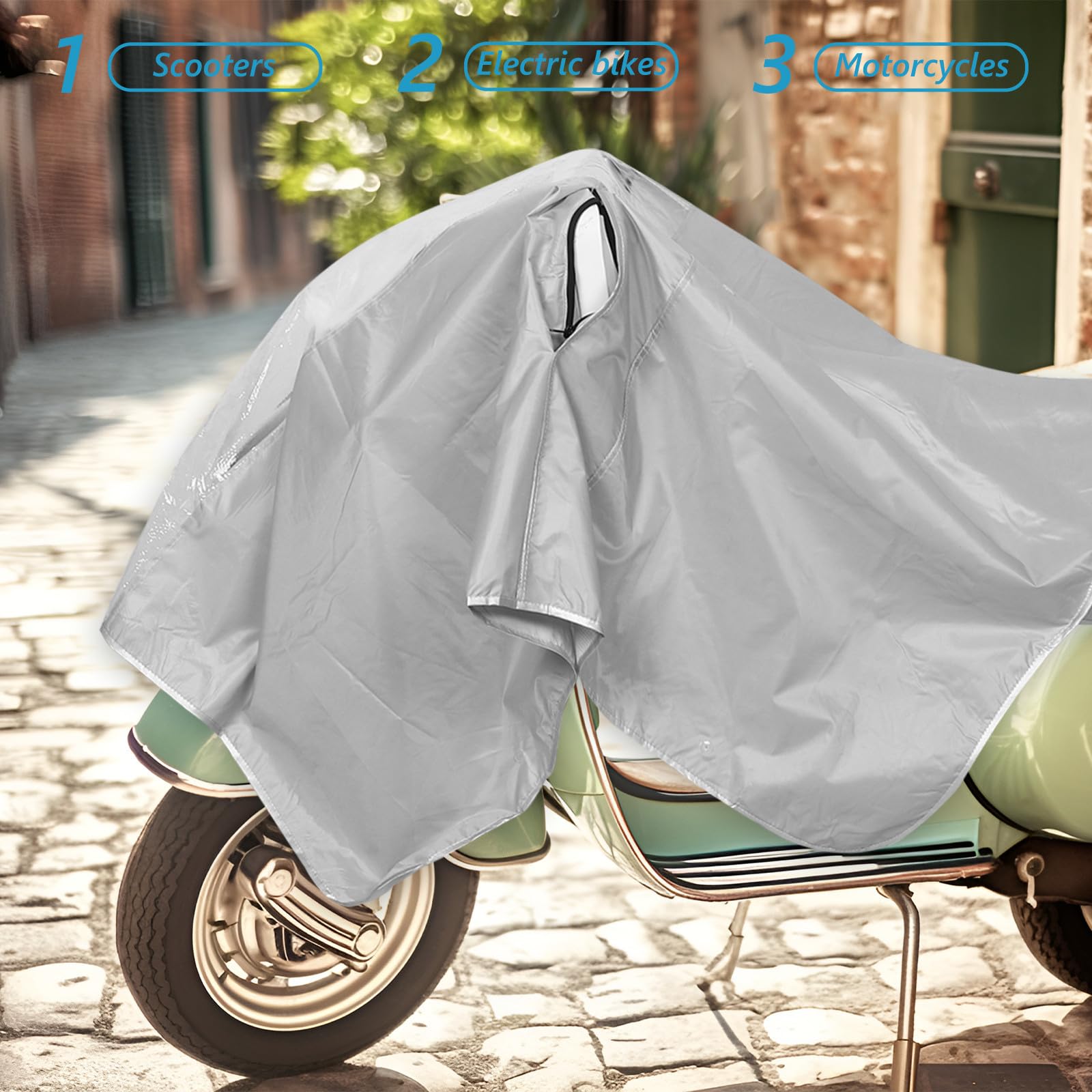 Funda para Moto Resistente al Agua Desgarro de Poliéster para Almacenamiento Exterior y Protección contra Polvo, Sol y Lluvia en Motocicletas y Scooters