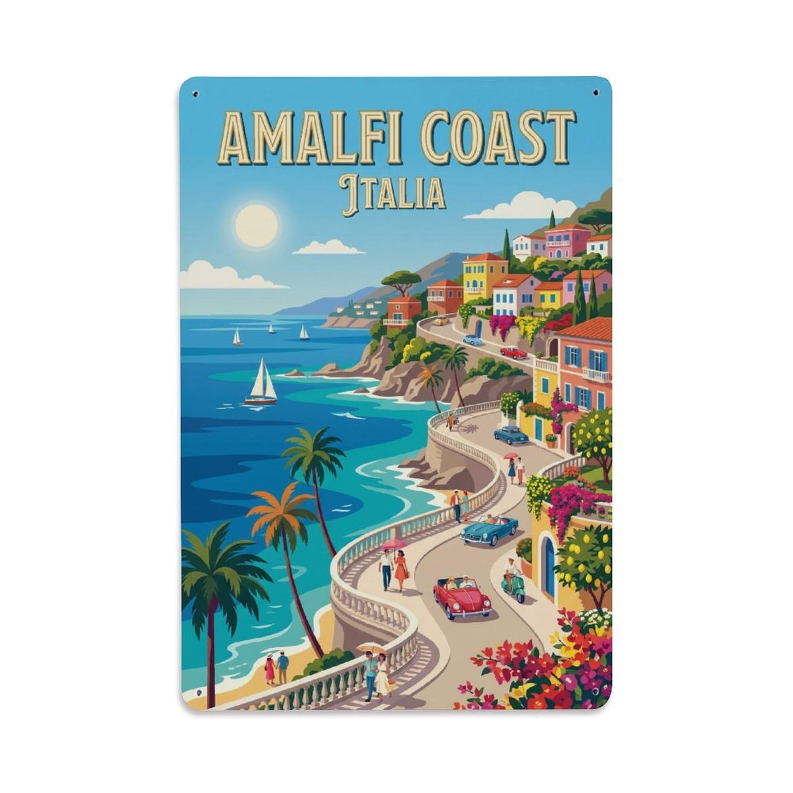 Vintage Travel Promenade Italy Seaside 1 Metal Tin Sign