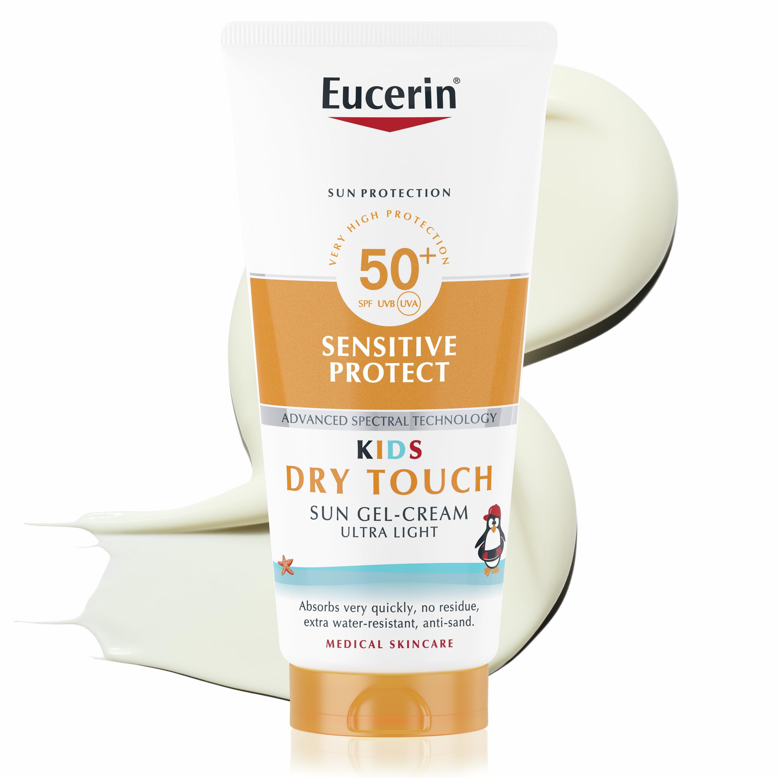 Eucerin Sun Kids Sensitive Sunscreen SPF50+ 200ml, Sun Cream SPF 50 for Sensitive Children's Skin, Ultra High Protection from UVA/UVB, Water-Resistant and Fast Absorbing Gel-Cream Formula