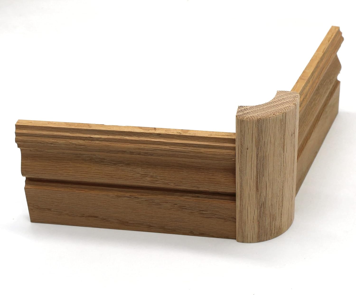 5/8" x 2" x 4" Red Oak Outside Radius Corner Base Block, Trim Molding for Thin Baseboard (4)