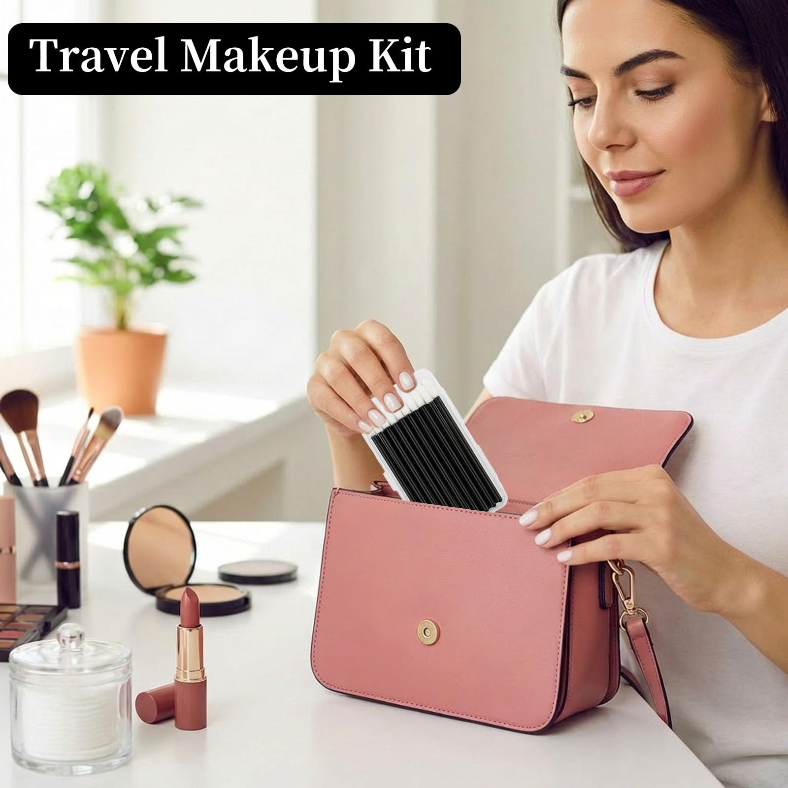 EWVVSS 800 Lippenapplikatoren Einweg mit Aufbewahrungskoffer, Lippenstift-Applikatorstäbe, fusselfrei, Lippenpinsel-Werkzeuge für Make-up-Künstler, Schönheitssalon, Kosmetik, Tests, Reise-Set (schwarz