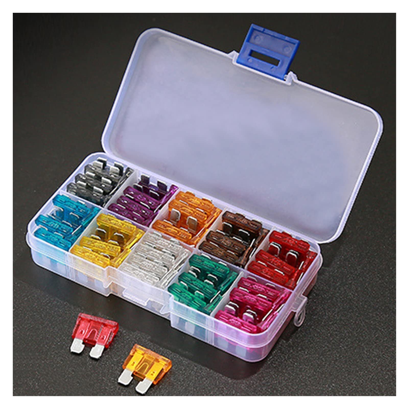 Kit de fusibles for coche de 100 uds, surtido de fusibles de cuchilla estándar for camión automático, 2A, 3A, 5A, 7,5 A, 10A, 15A, 20A, 25A, 30A, 35A Cableado de protección