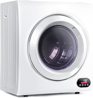 EUHOMY 3.5 Cu Ft Portable Clothes Dryer 1500W Front Load Stainless Steel LCD Panel Exhaust Vent for Apartments Dorms White