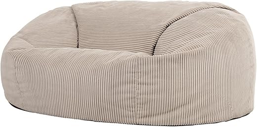 Icon Riesensitzsack Flauschig „Soul“, Beige, Cord XXL Sitzsack Sofa für Erwachsene, Sitzsack Sessel mit Füllung für das Wohnzimmer