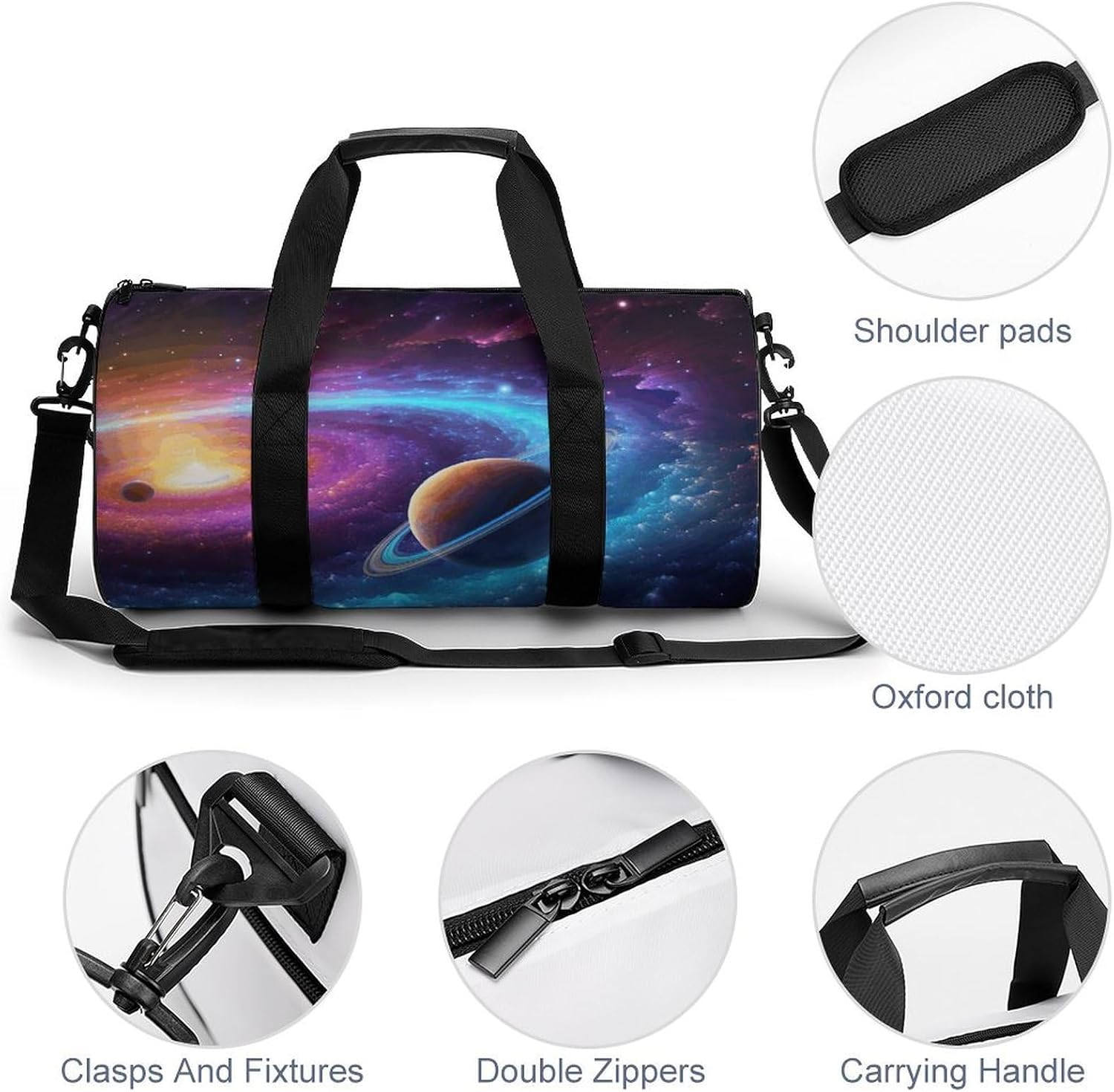 Duffel Bag for Men Women Gym Bag Colorful Solar System Travel Duffel Bag Waterproof Overnight Bag for Sports Workout